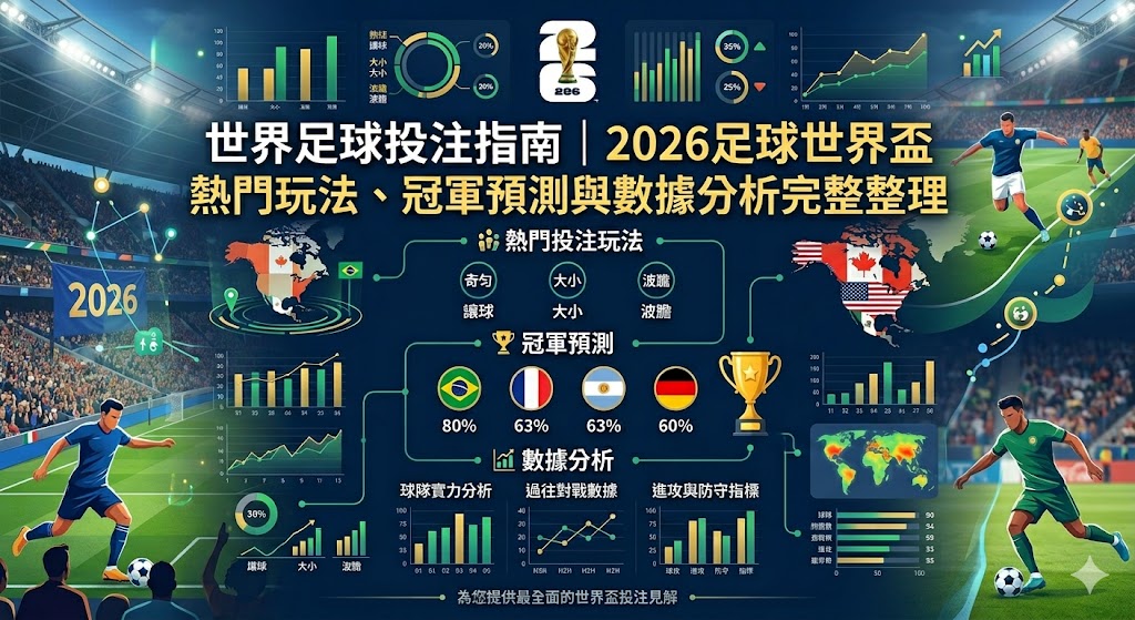 世界足球投注指南｜2026足球世界盃熱門玩法、冠軍預測與數據分析完整整理